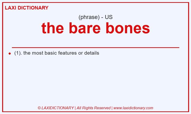 Definition the bare bones in American English