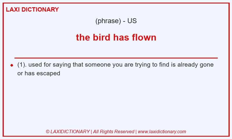 Definition the bird has flown in American English