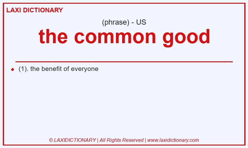 Definition the common good in American English