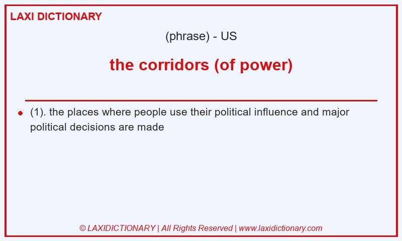 Definition the corridors (of power) in American English