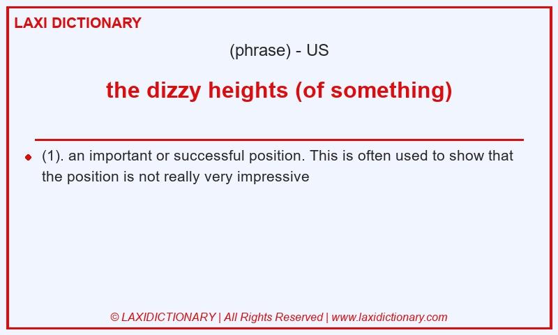 Definition the dizzy heights (of something) in American English
