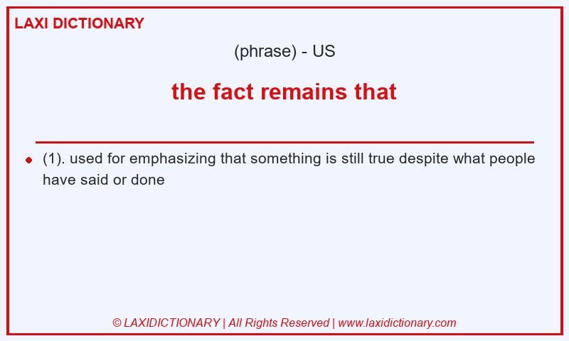 Definition the fact remains that in American English