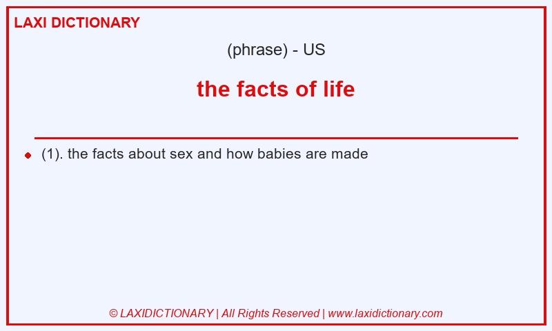 Definition the facts of life in American English