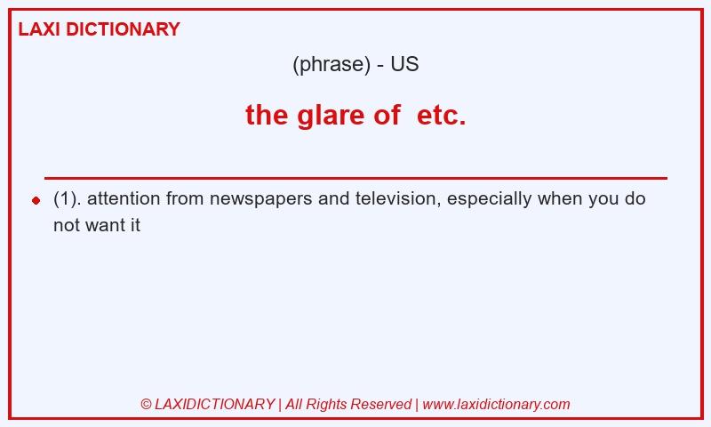 Definition the glare of etc. in American English