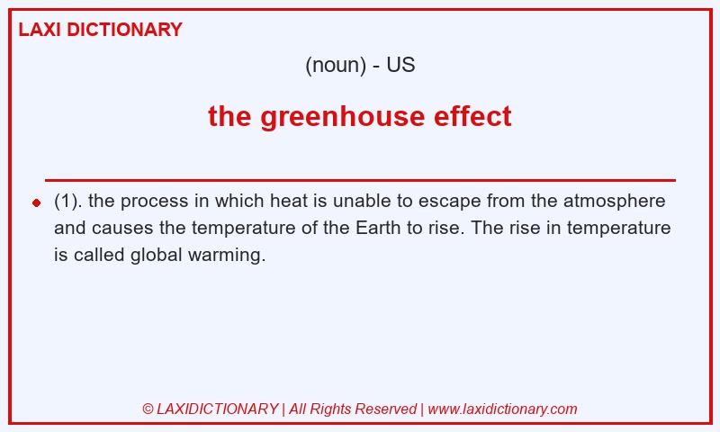 Definition the greenhouse effect in American English