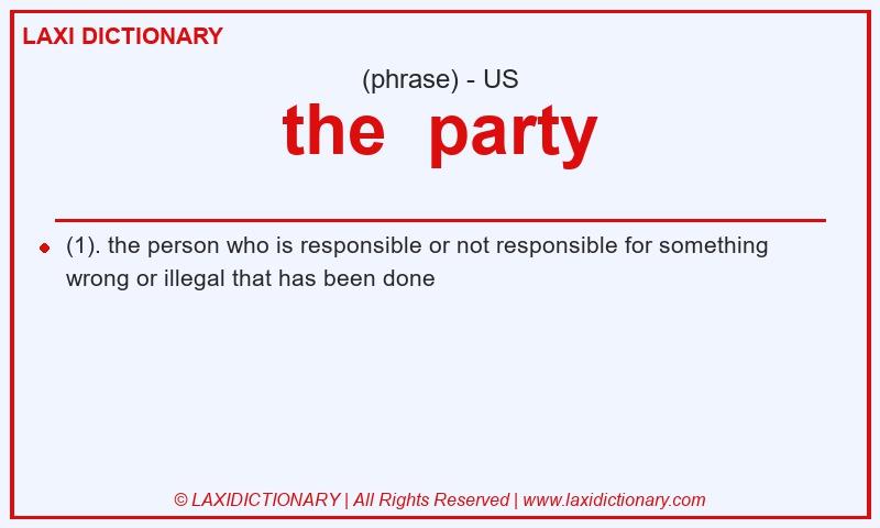 Definition the party in American English