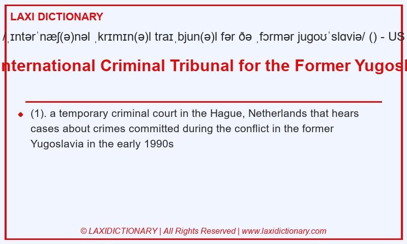 Definition the International Criminal Tribunal for the Former Yugoslavia in American English