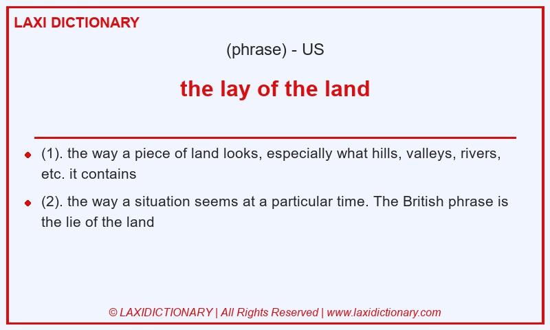 Definition the lay of the land in American English
