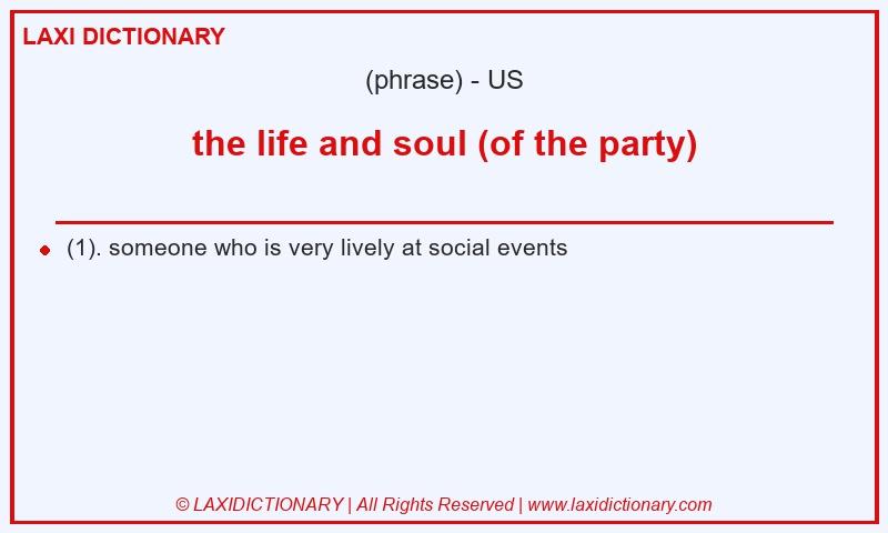 Definition the life and soul (of the party) in American English