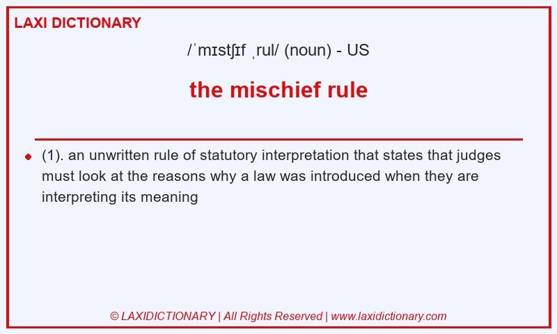 Definition the mischief rule in American English