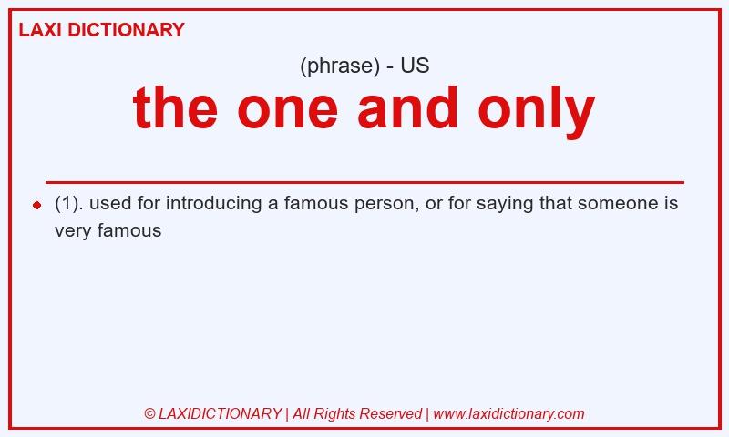 Definition the one and only in American English