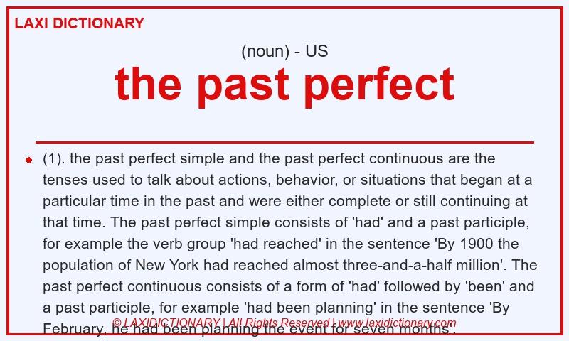 Definition the past perfect in American English