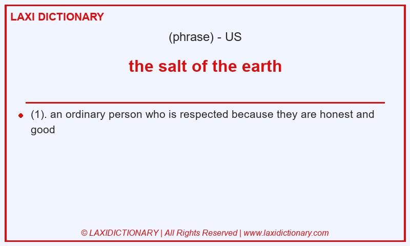 Definition the salt of the earth in American English