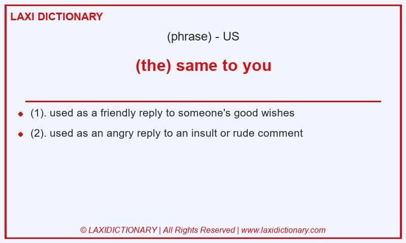 Definition (the) same to you in American English