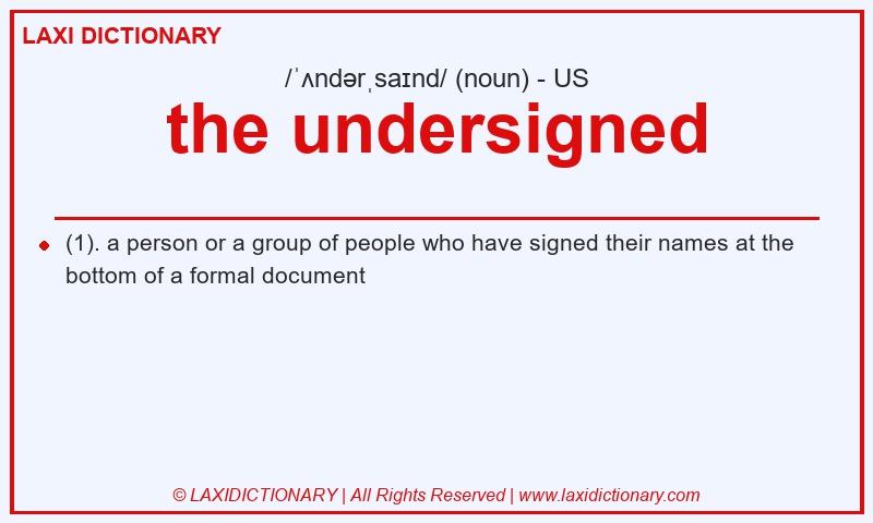 Definition the undersigned in American English