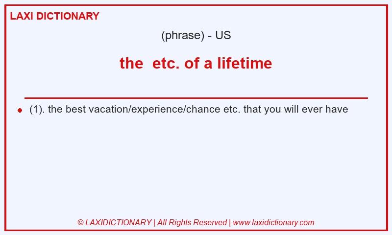 Definition the etc. of a lifetime in American English