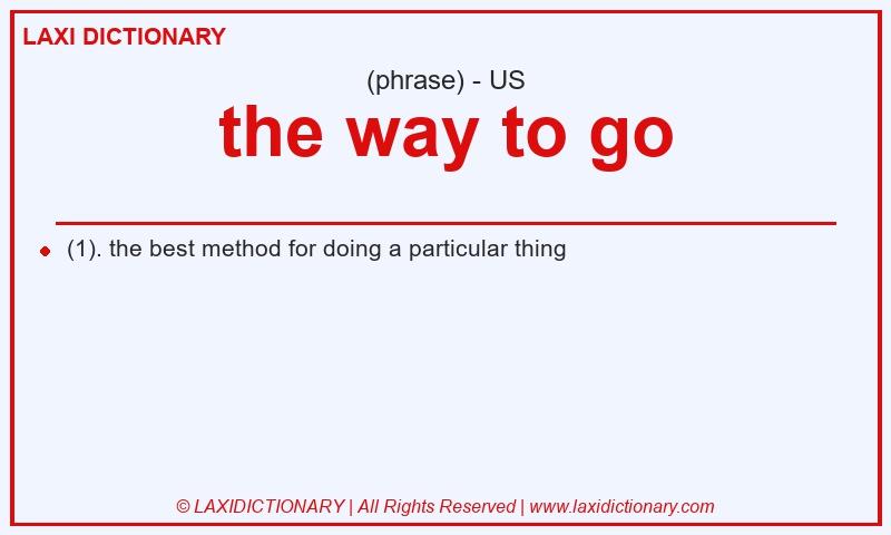 Definition the way to go in American English