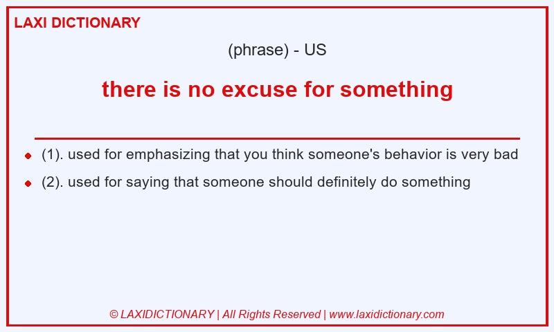 Definition there is no excuse for something in American English