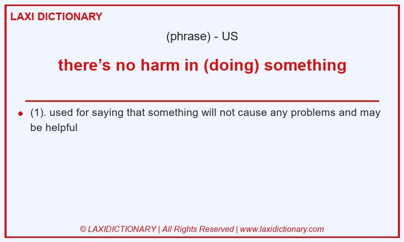Definition there’s no harm in (doing) something in American English