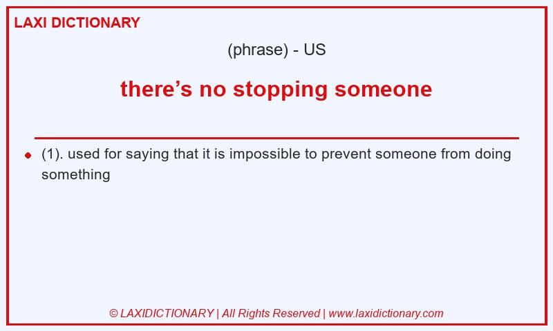 Definition there’s no stopping someone in American English