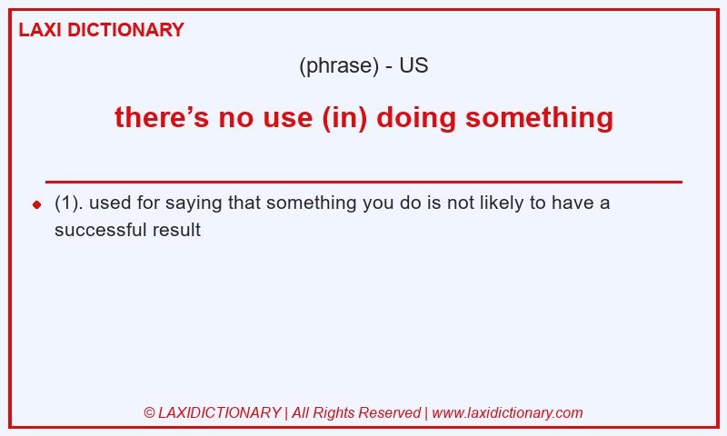 Definition there’s no use (in) doing something in American English