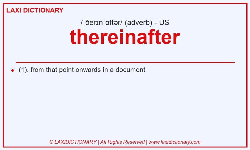Definition thereinafter in American English