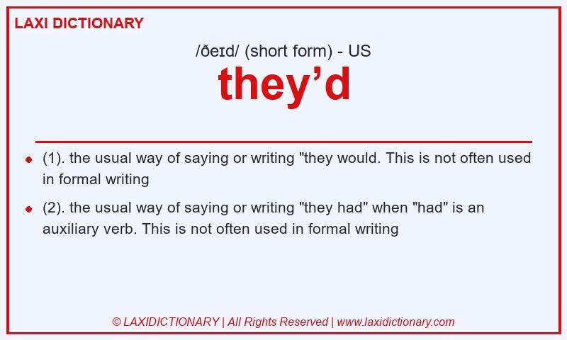 Definition they’d in American English