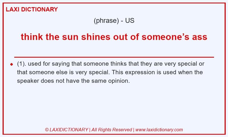 Definition think the sun shines out of someone’s ass in American English