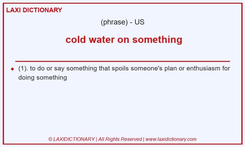 Definition  cold water on something in American English