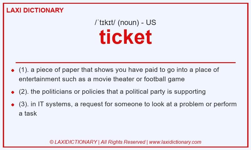 Definition ticket in American English