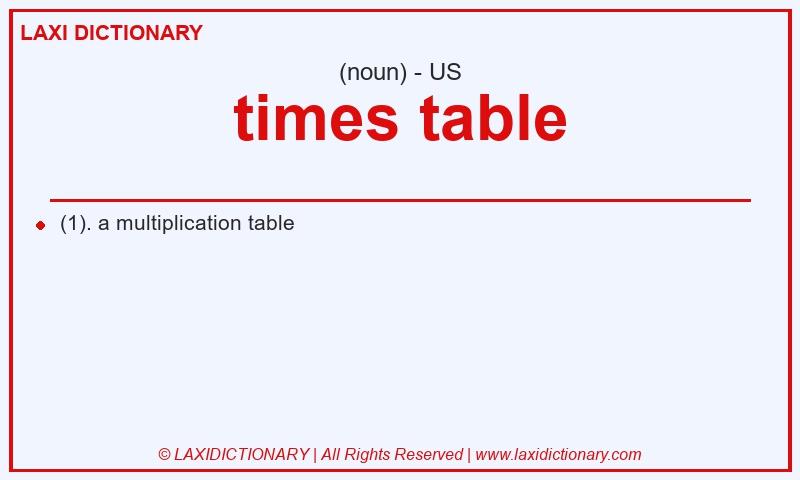 Definition times table in American English