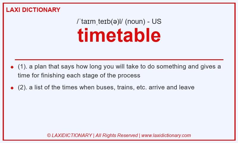 Definition timetable in American English