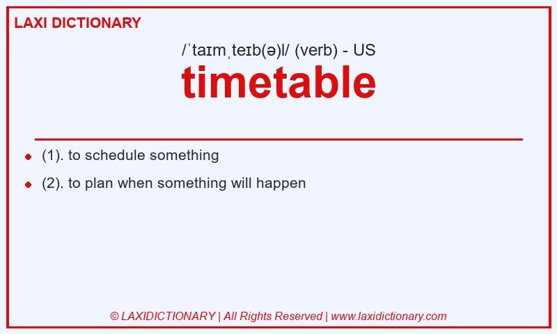 Definition timetable in American English