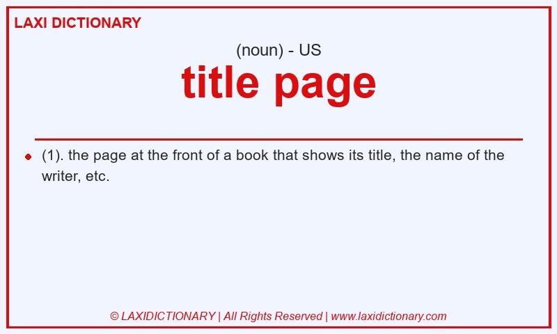 Definition title page in American English