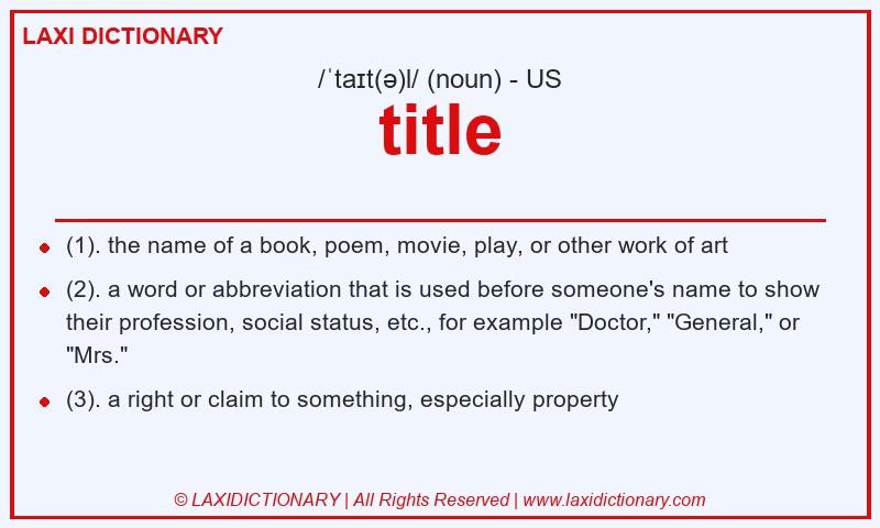 Definition title in American English