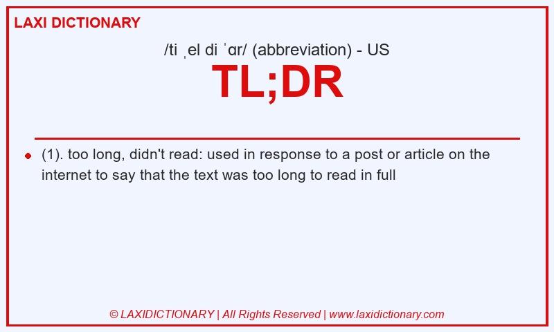Definition TL;DR in American English