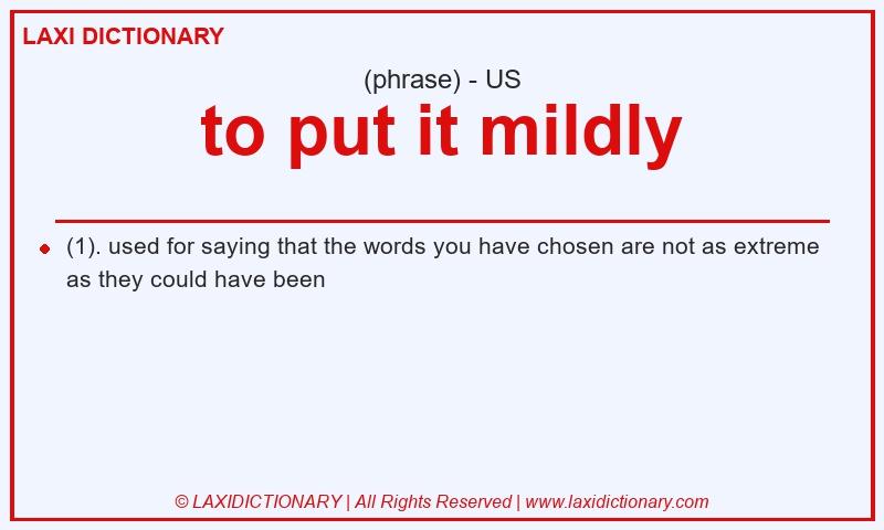 Definition to put it mildly in American English
