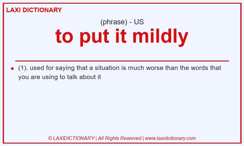 Definition to put it mildly in American English