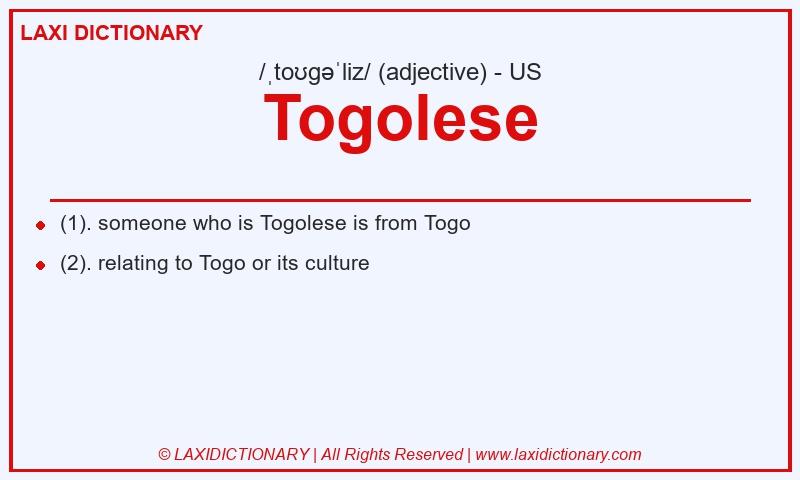 Definition Togolese in American English