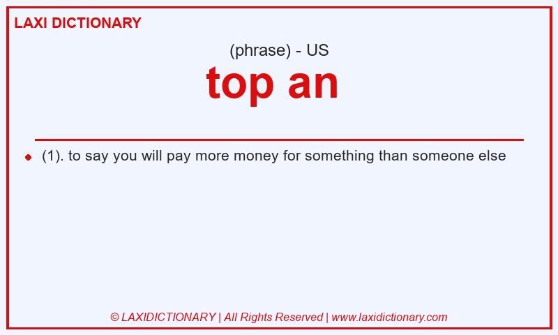 Definition top an  in American English