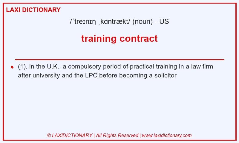 Definition training contract in American English