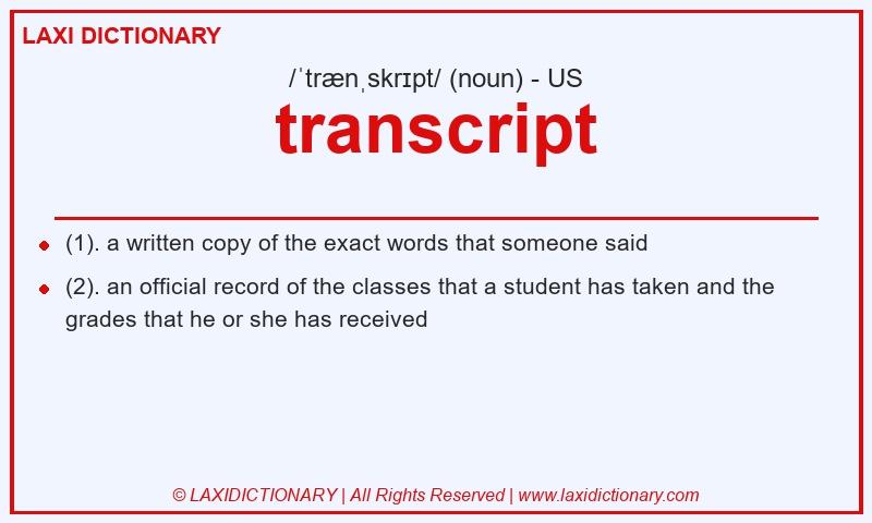 Definition transcript in American English