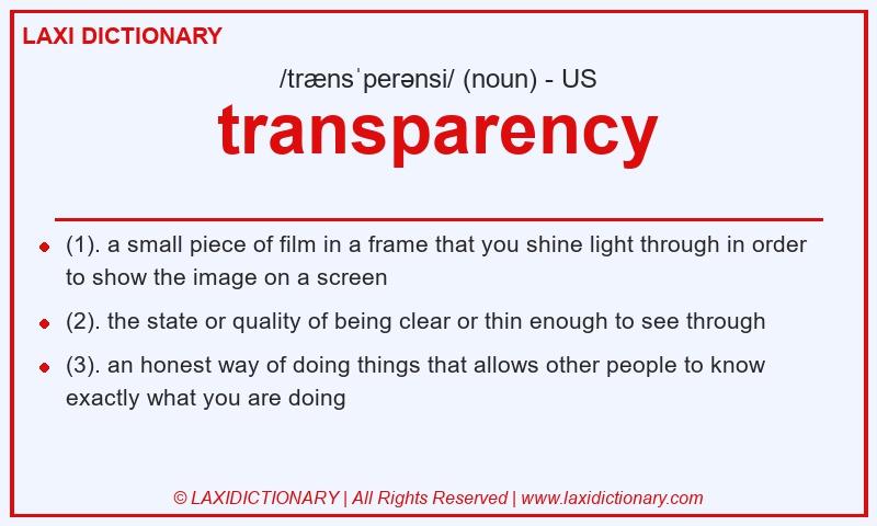 Definition transparency in American English