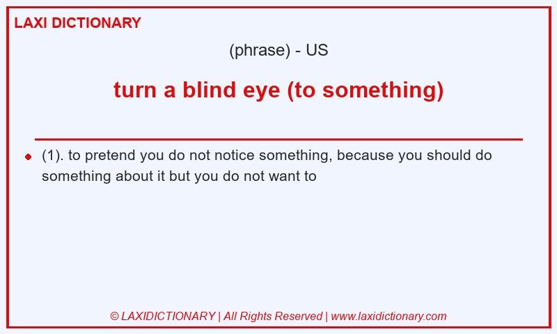 Definition turn a blind eye (to something) in American English