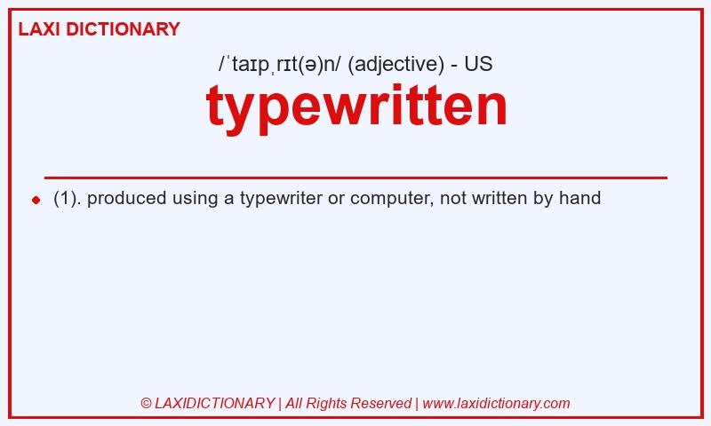 Definition typewritten in American English
