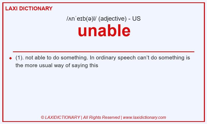 Definition unable in American English