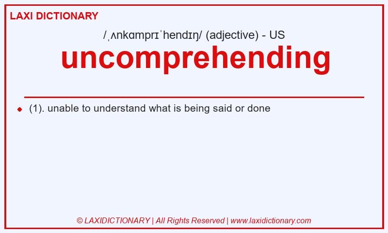 Definition uncomprehending in American English