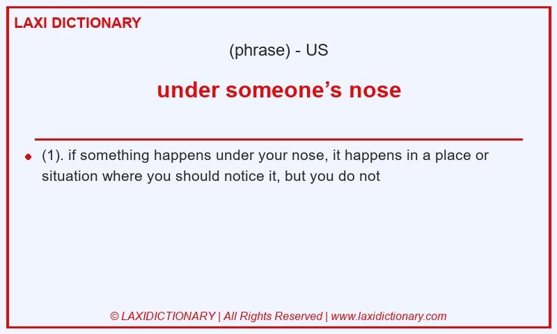 Definition under someone’s nose in American English