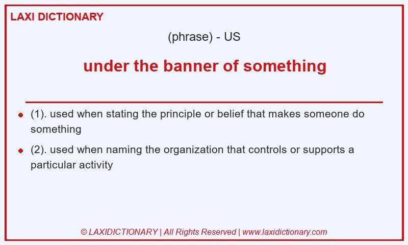 Definition under the banner of something in American English