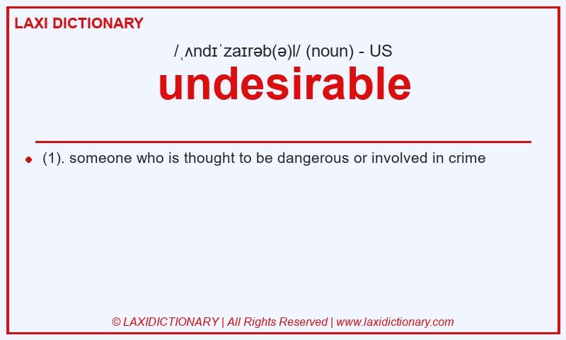Definition undesirable in American English